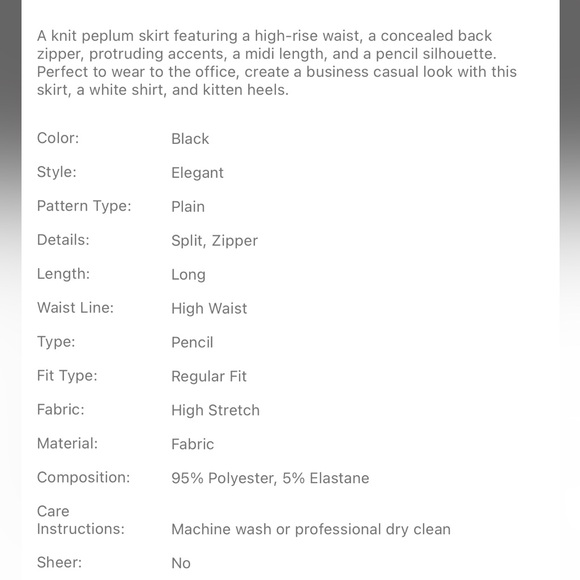 Chic High-Rise Elegant Peplum Pencil Skirt Sz 2XL (16) - Picture 10 of 10